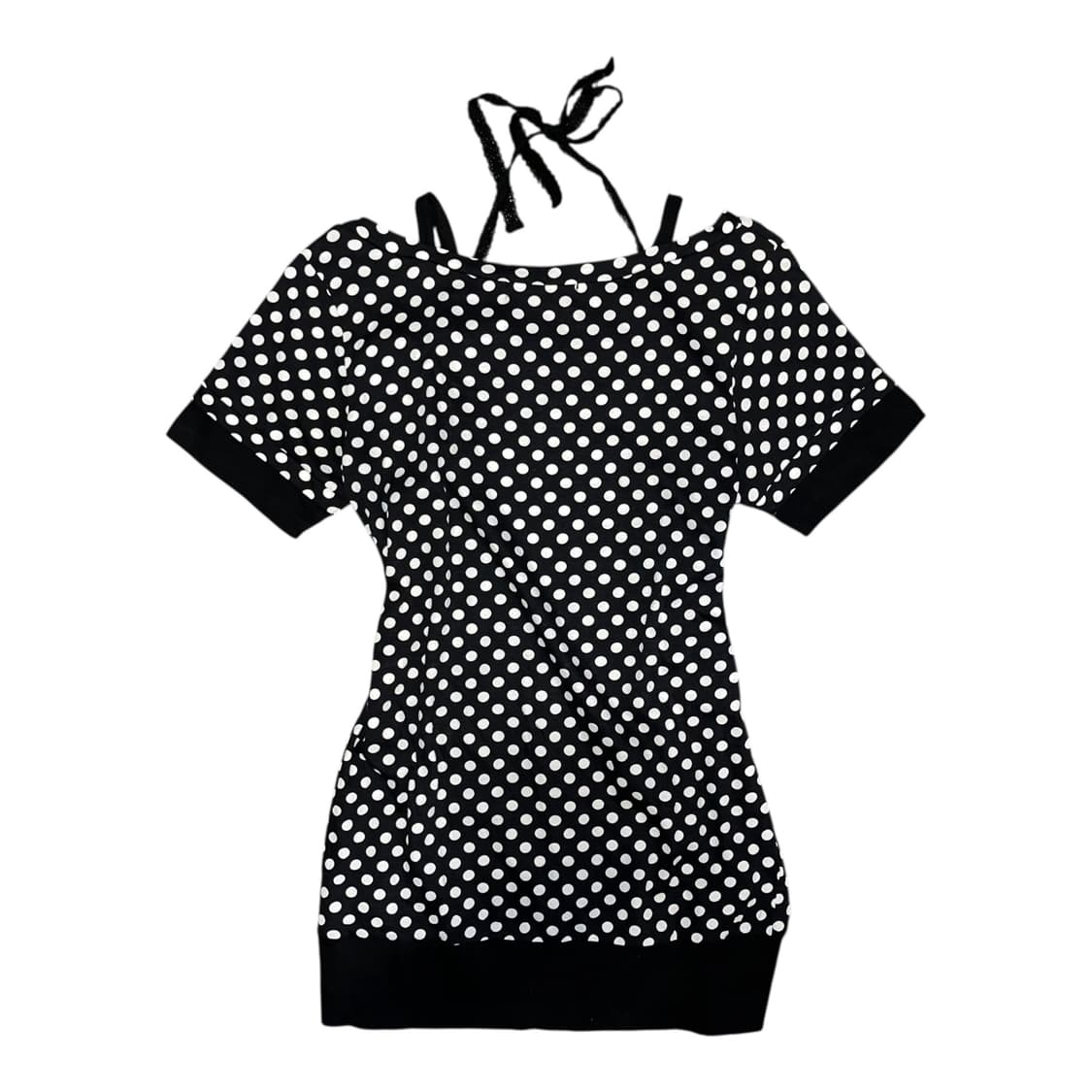 ALGONQUINS 알곤퀸즈 도트 해골자수 레이스 홀터넥 반팔 펑크키치 상품이미지4