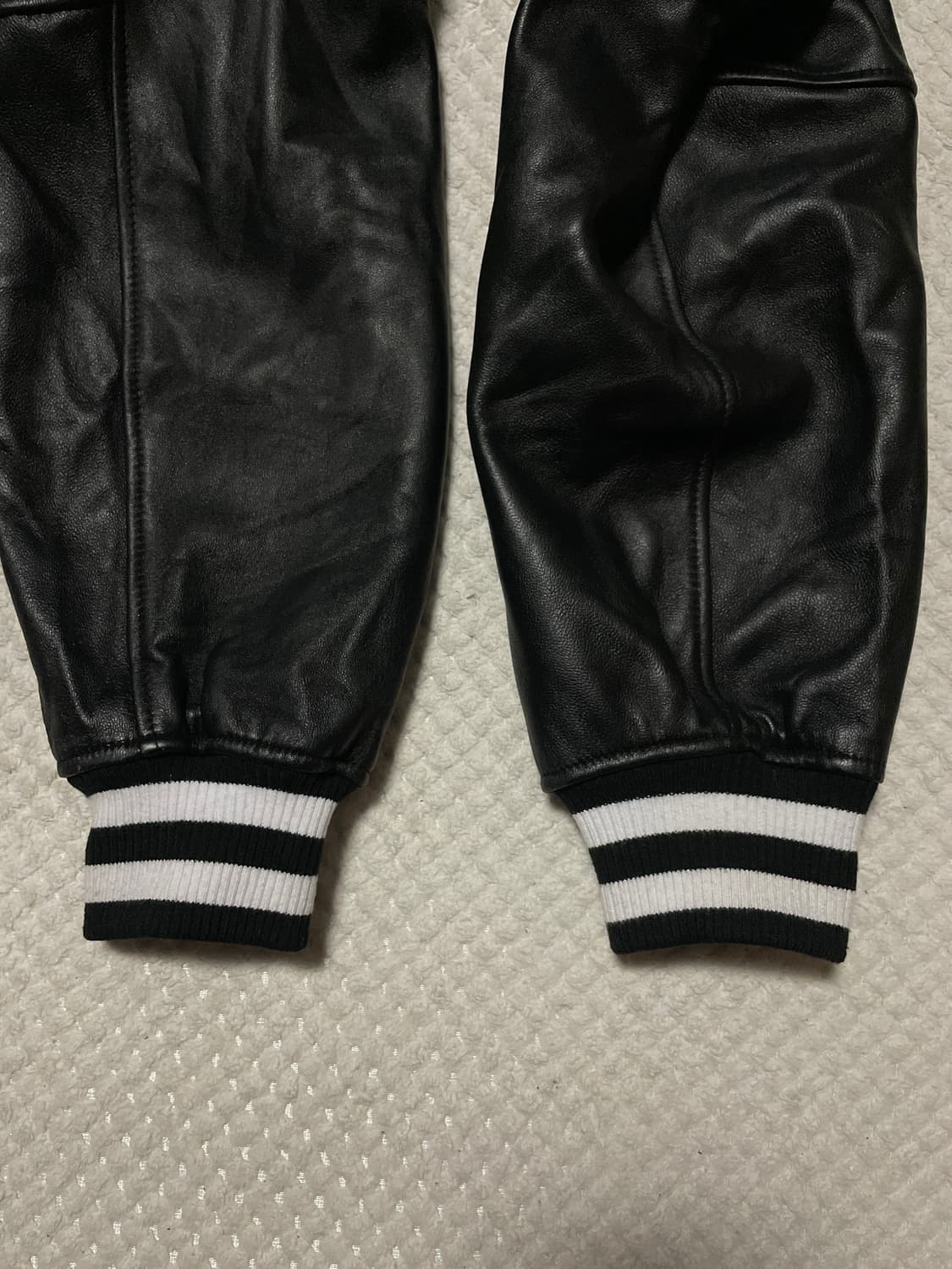 SPERONE 스페로네 램스킨 양가죽 스타디움 숏 레더 바시티 자켓 상품이미지8