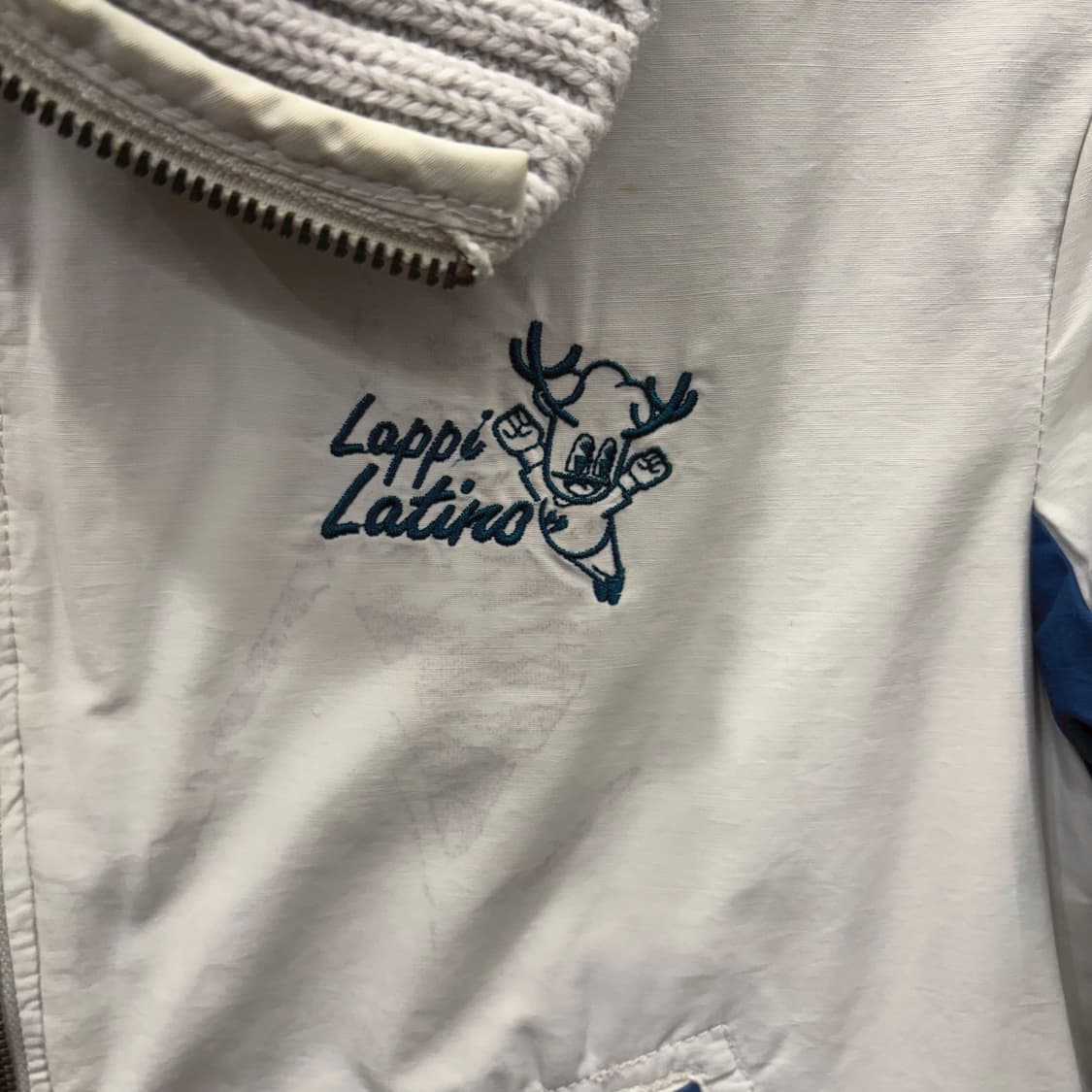 디젤 롱 점퍼 컬러 배색 니트 카라 리브 자수 그래픽 디테일 아이보리 상품이미지6