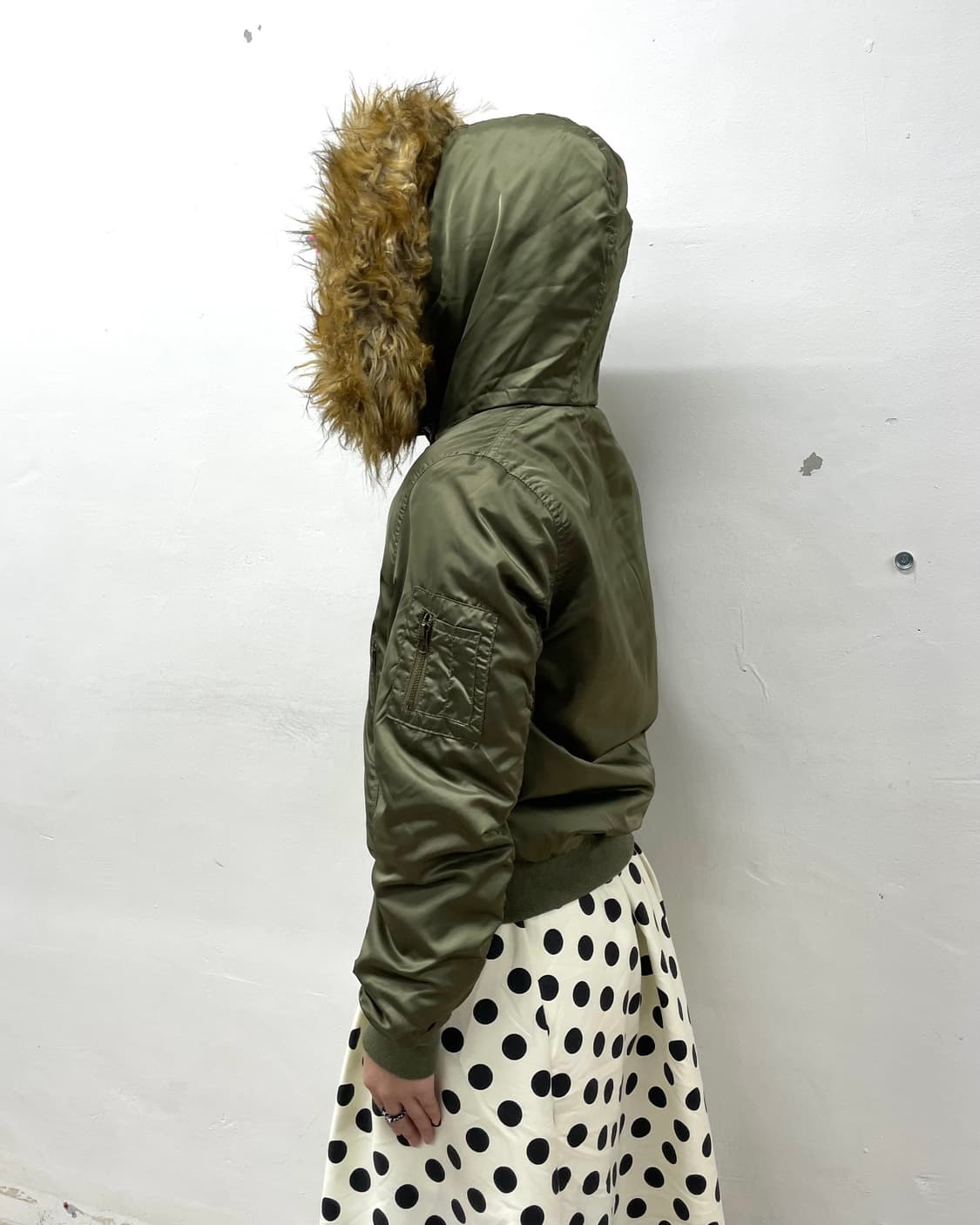 Glossy khaki big hoodie padded jacket  상품이미지4