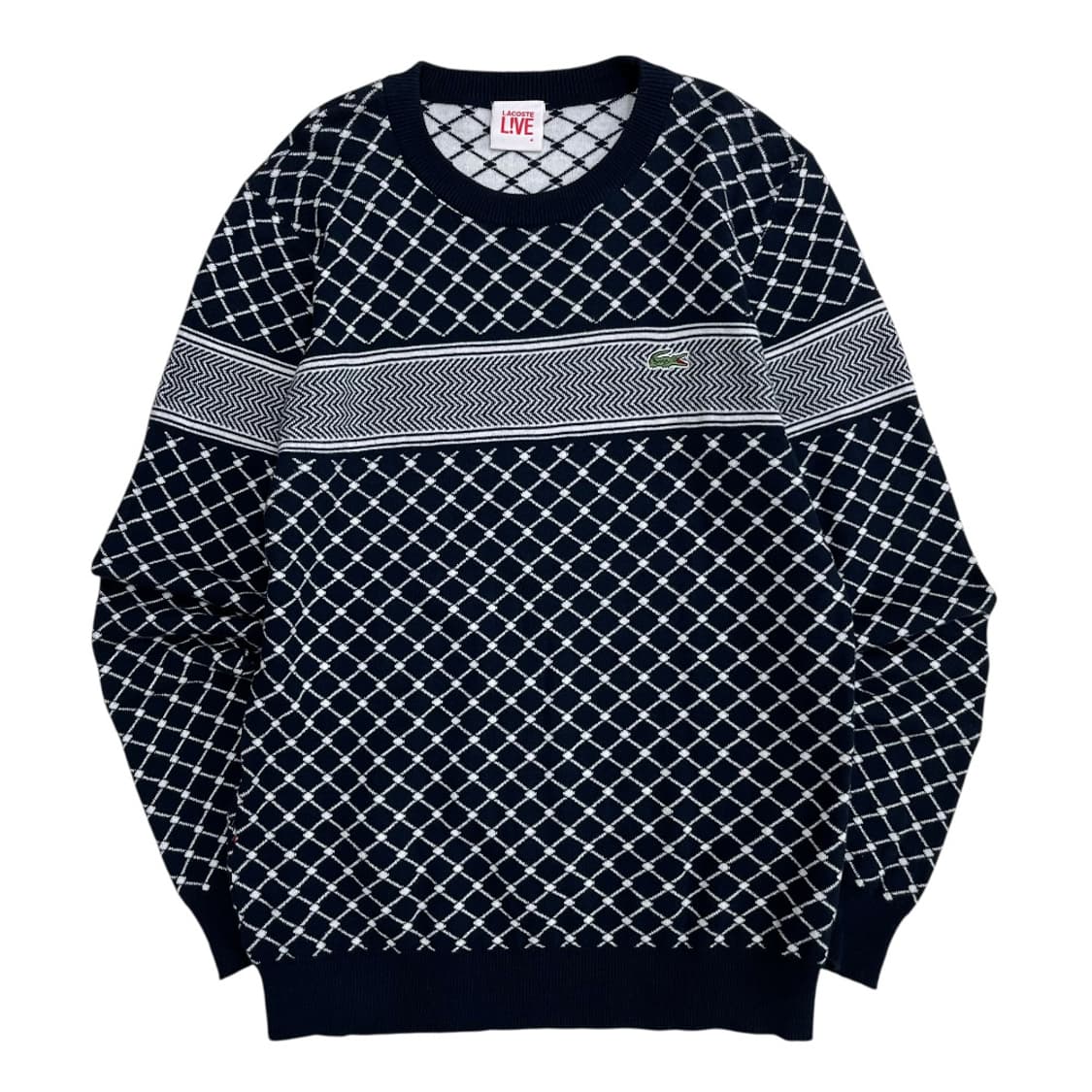 라코스테 화이트체크 네이비 니트 4 상품이미지2