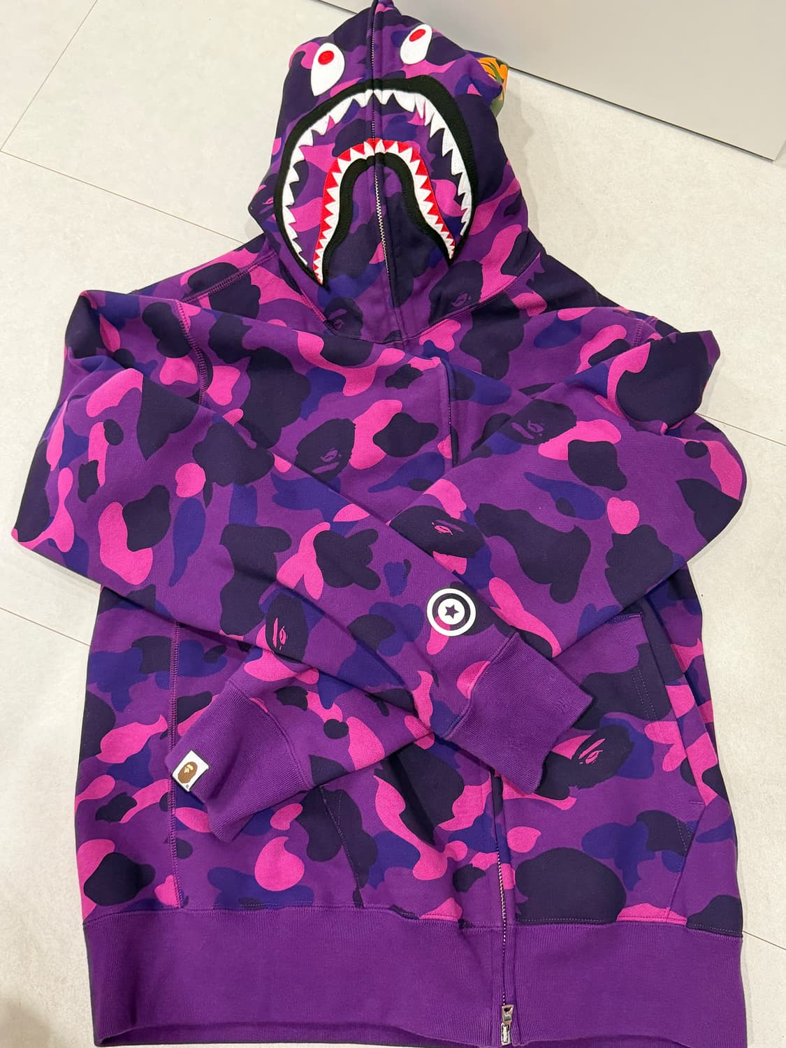베이프 퍼플 카모 샤크 후드집업 상품이미지2