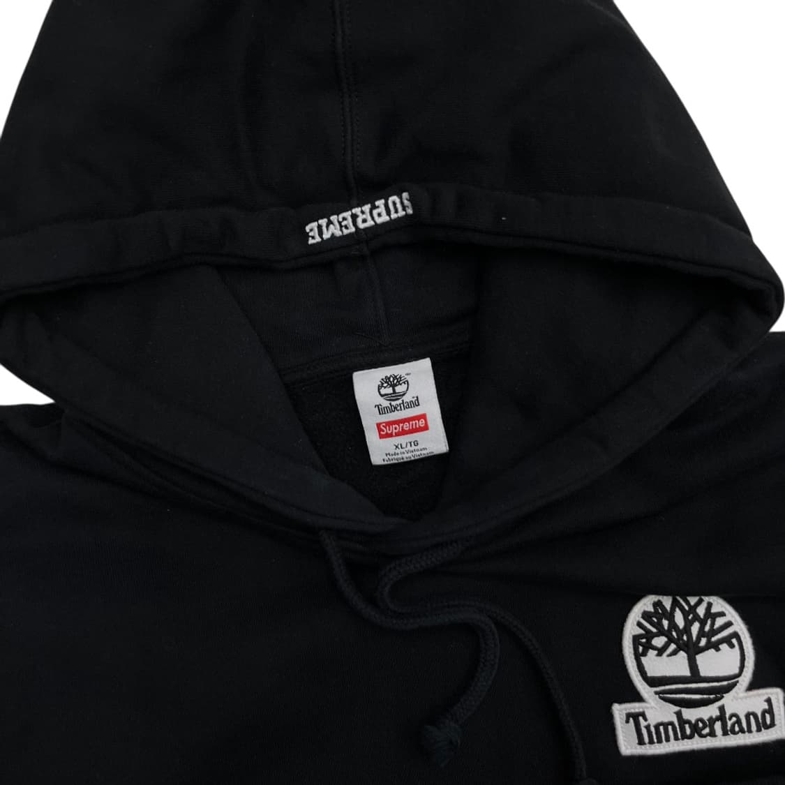 팀버랜드 X 슈프림 백 레더패치 블랙 후드 XL 상품이미지6