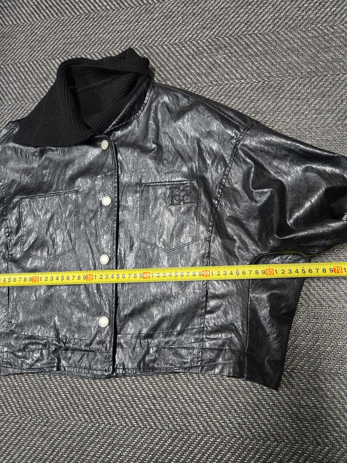 에고이스트 24ss EGOIST 니트 카라 포인트 페이크 레더 자켓 상품이미지7