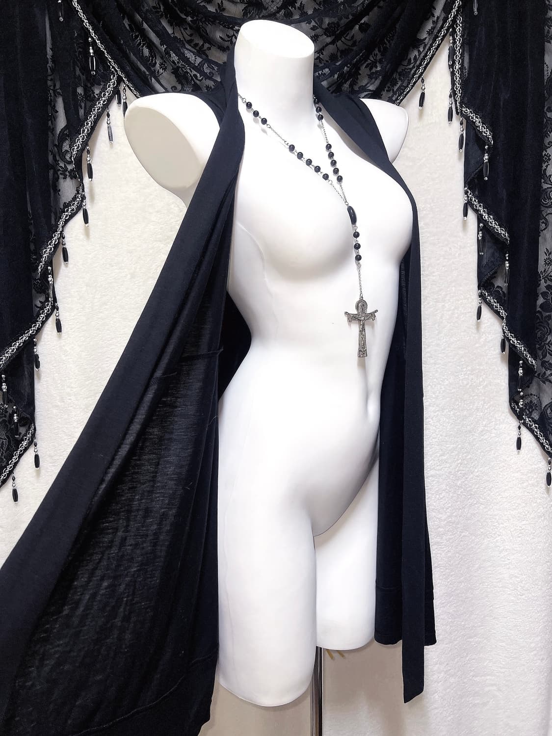 오리엔탈 드레이프 레이어드 롱 조끼 베스트 로브 그런지 고스펑크 페어리 상품이미지5