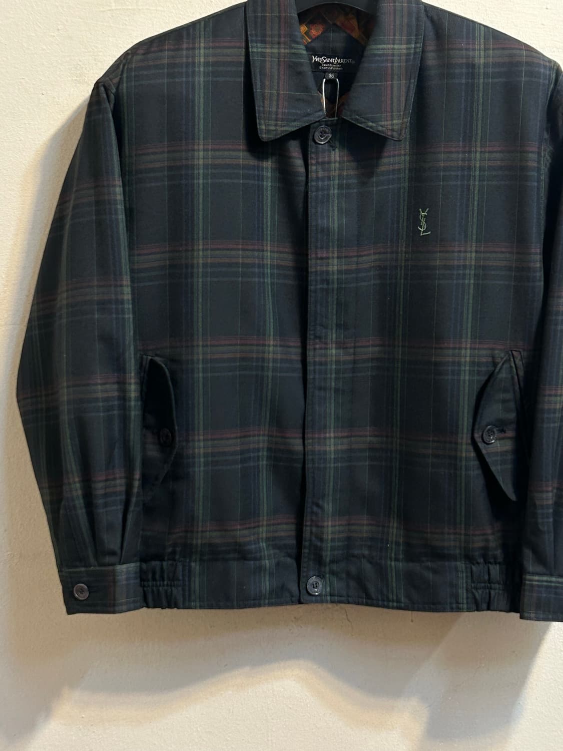 입생로랑 빈티지 체크 블루종 자켓 상품이미지3