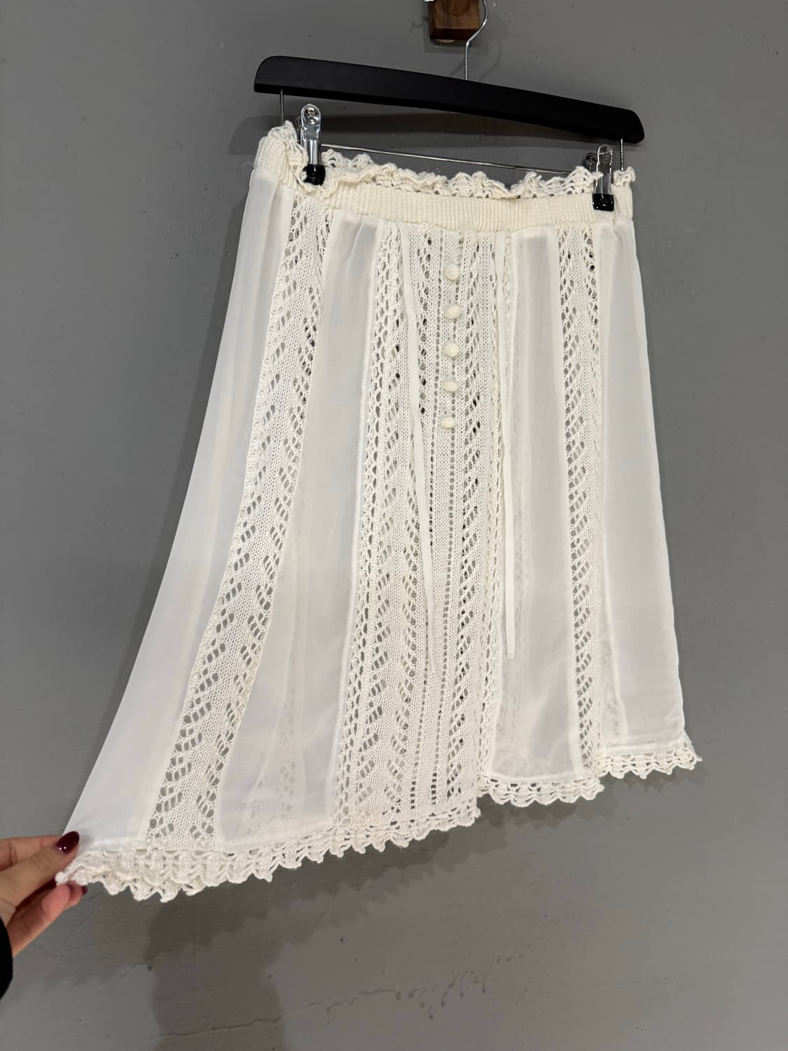 crochet layered button point midi skirt 상품이미지6