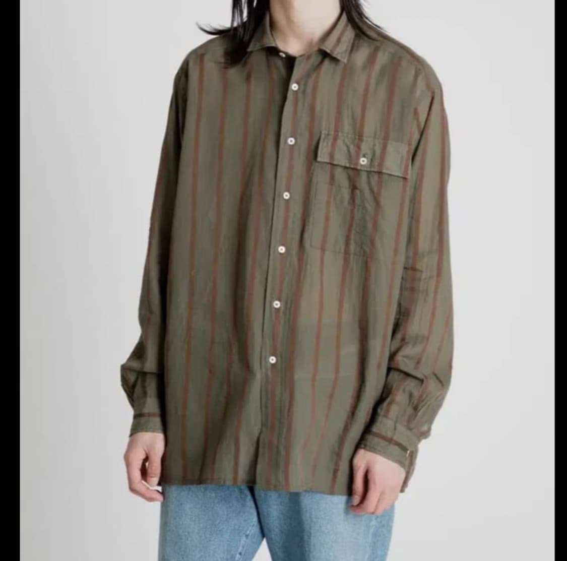 캡틴선샤인 safari stripe shirt 구해요 olive 올리브 상품이미지1