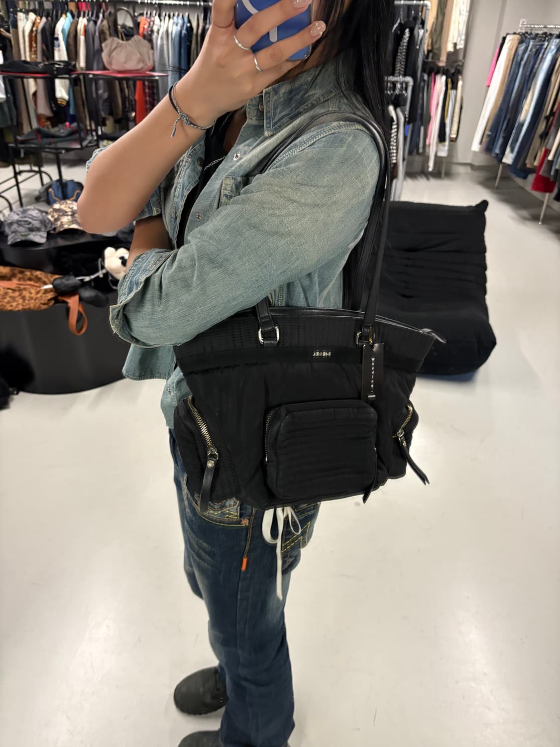 DIESEL quilted nylon tote bag  상품이미지1