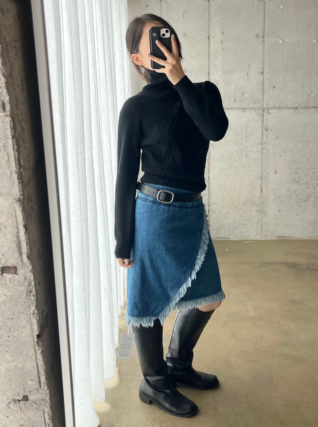 COURRGES 꾸레쥬 로고 터틀넥 블랙 상품이미지5