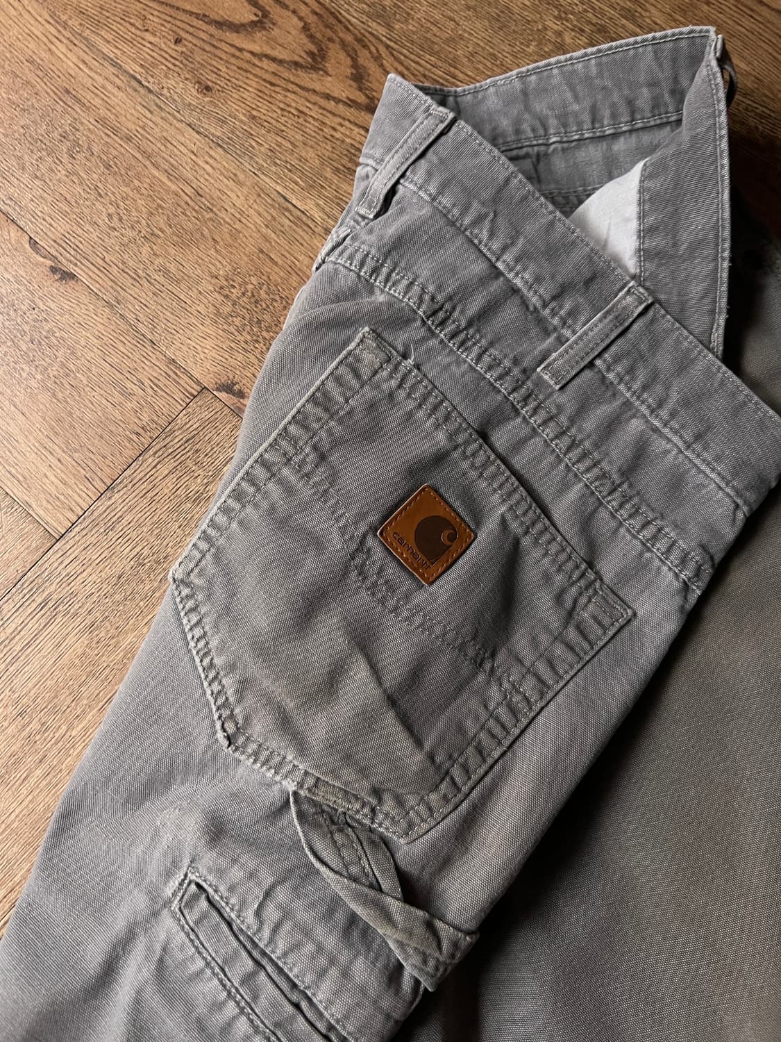 [35]칼하트 USA 그레이 라이트캔버스 싱글니 워크팬츠 상품이미지5