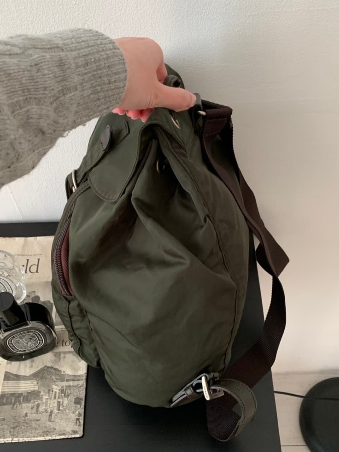 빈티지 프라다 포코노 백팩 카키 상품이미지5