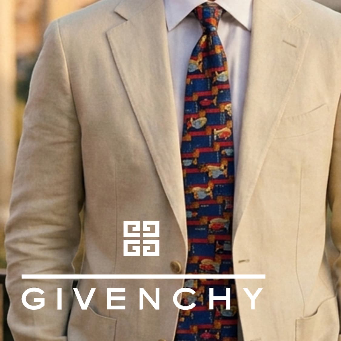 지방시 실크 블루 아트 패턴 넥타이 9.7cm A+등급 K2559 상품이미지1