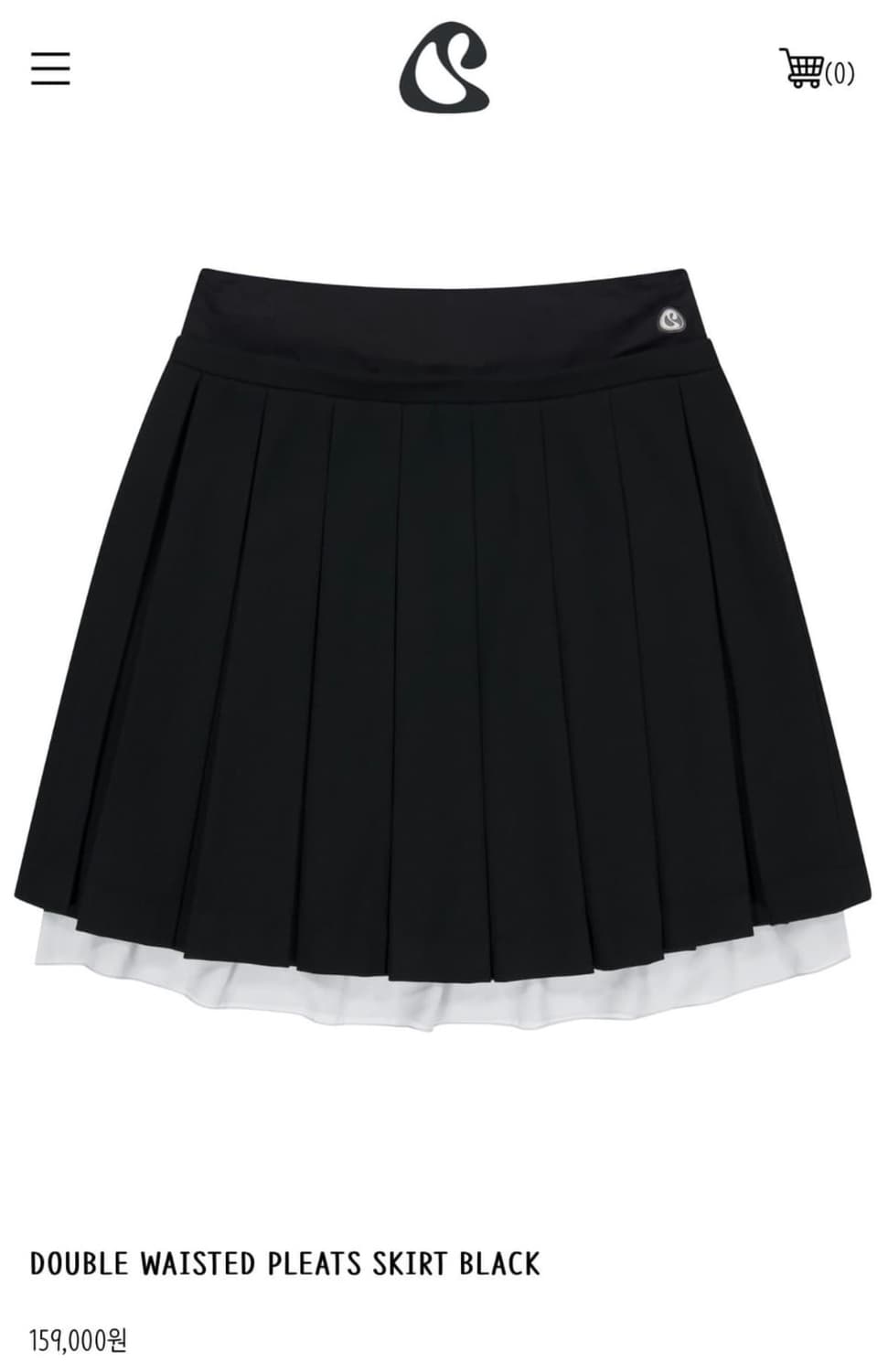 코이세이오 더블 웨이스티드 플리츠 스커트 블랙 1 상품이미지1