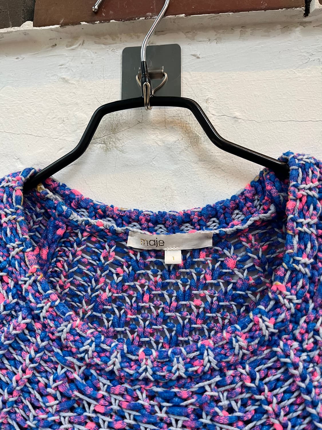 Maje 블루 핑크 라운드 니트 스웨터 1 상품이미지2