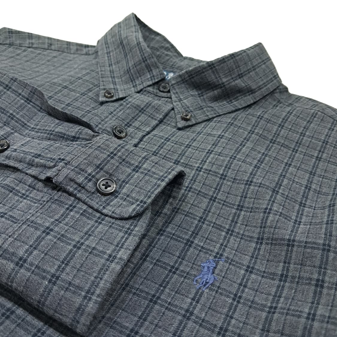CL875 2XL 폴로 90s 스모크그레이 클래식 체크 셔츠 남방 상품이미지4