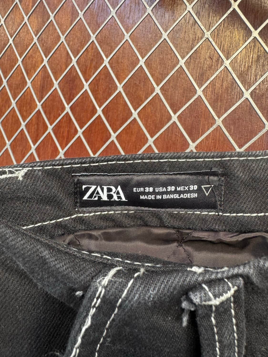 zara 자라 스냅버튼 카펜터 와이드 블랙 스티치 데님 팬츠 30 상품이미지6