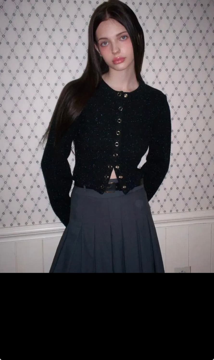 레터프롬문 울 가디건 블랙 상품이미지4