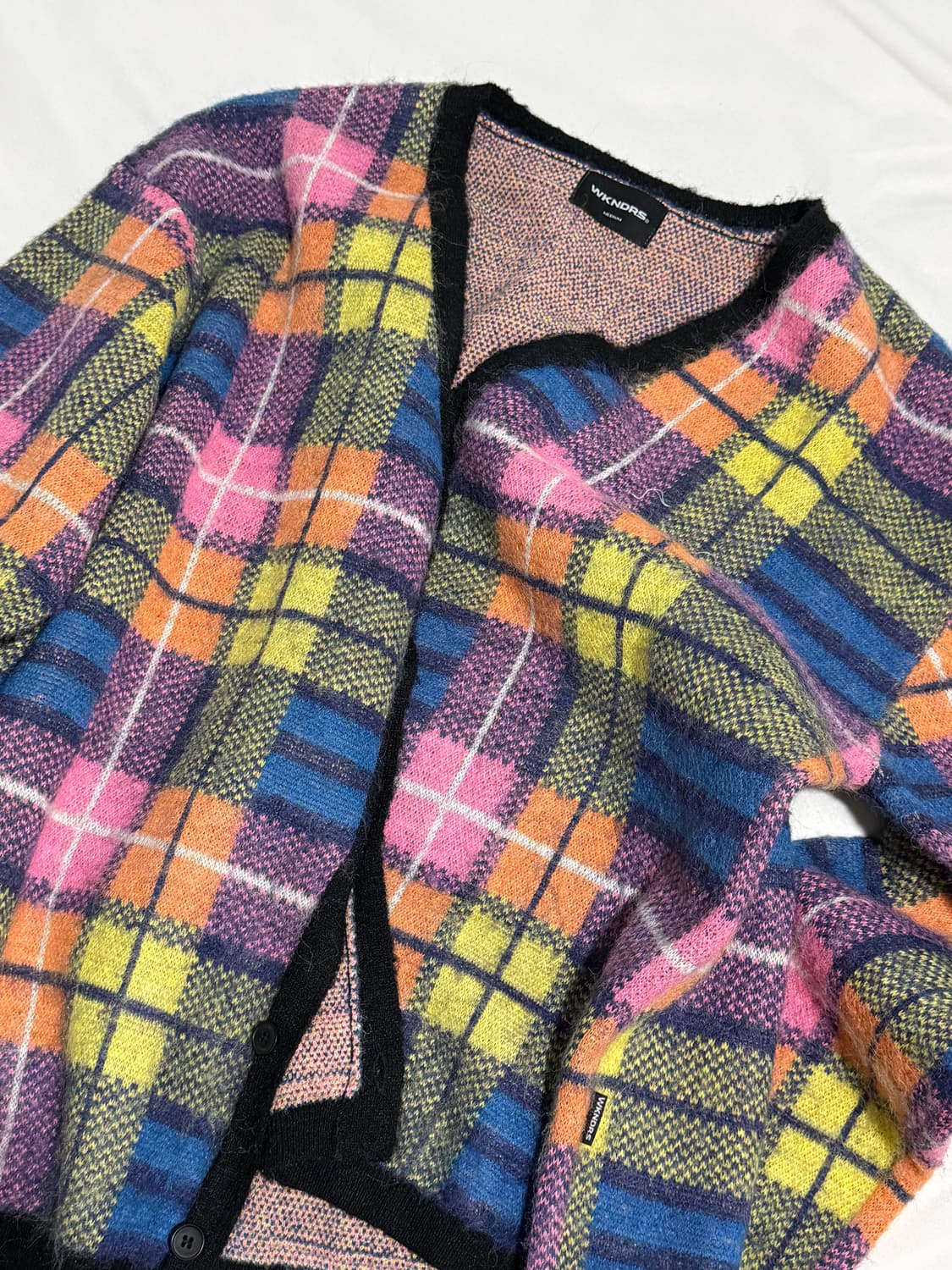 위캔더스 체크 퍼 가디건 핑크  상품이미지4