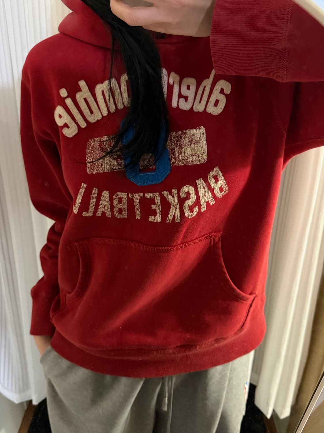 아베크롬비 레드 후드집업 XL 상품이미지1