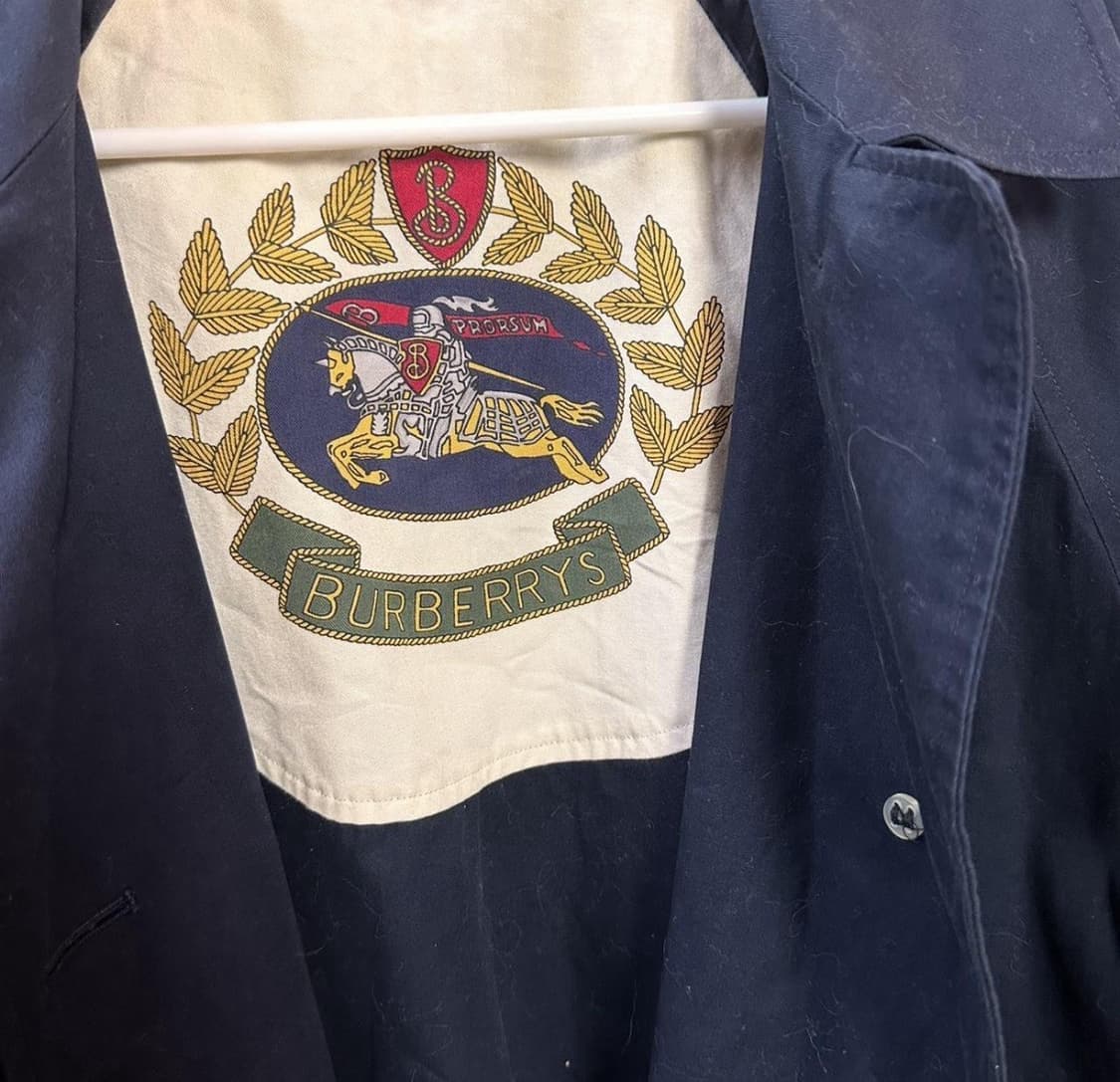 80s 버버리 발마칸 코튼 코트 네이비 상품이미지4