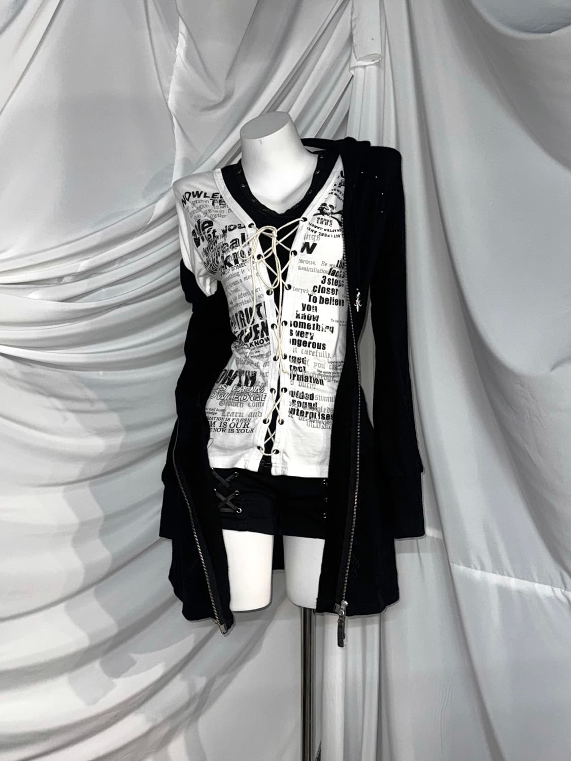 Ozz Croce 오즈크로스 오즈온 아밀리주데일리 아일렛 펑크 코디세트  상품이미지5