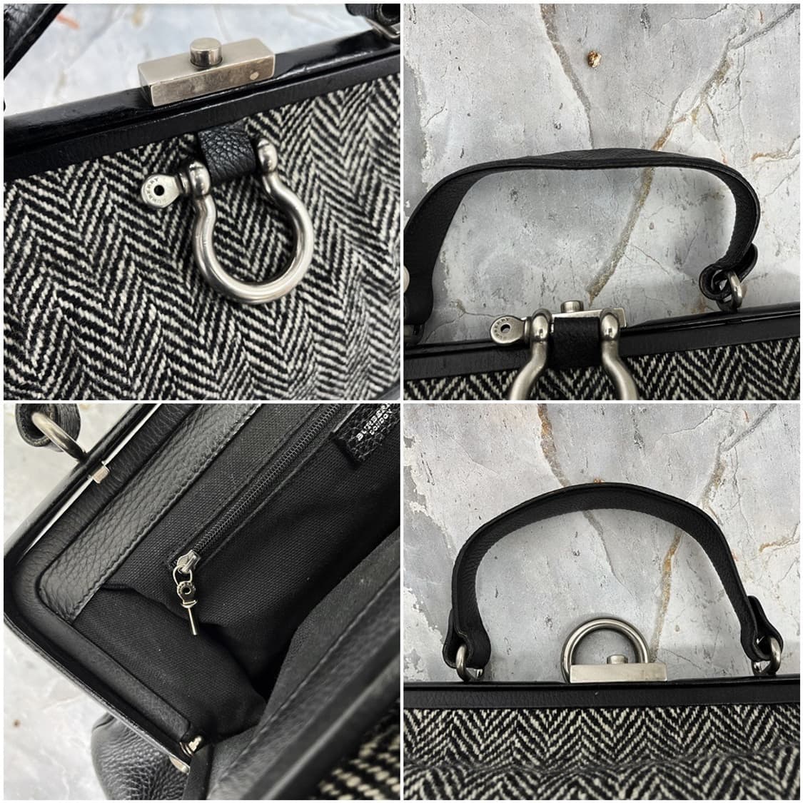 Burberry Vintage Leather Herringbone Tot 상품이미지6