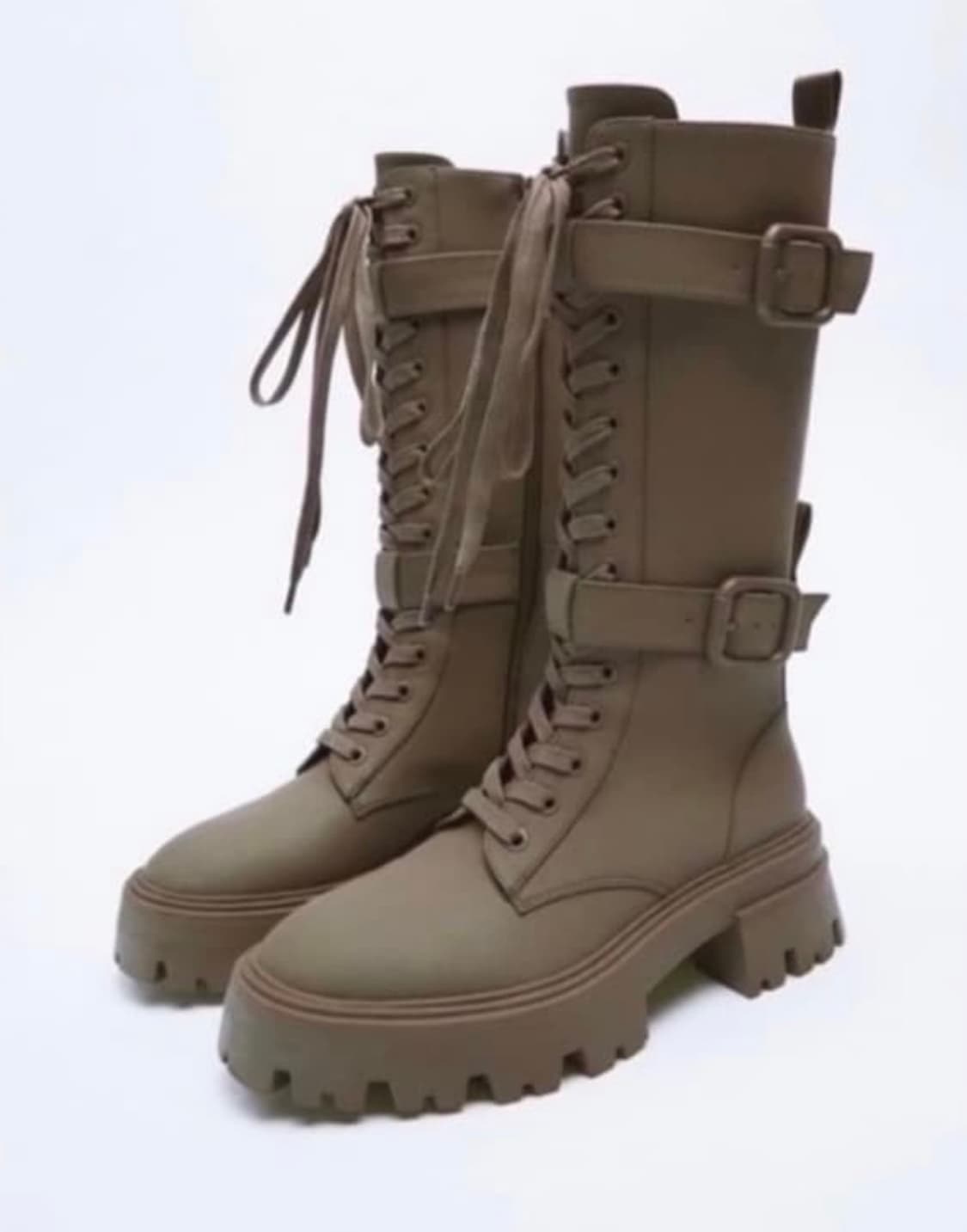자라 카키 레이스업부츠 롱부츠250 상품이미지1