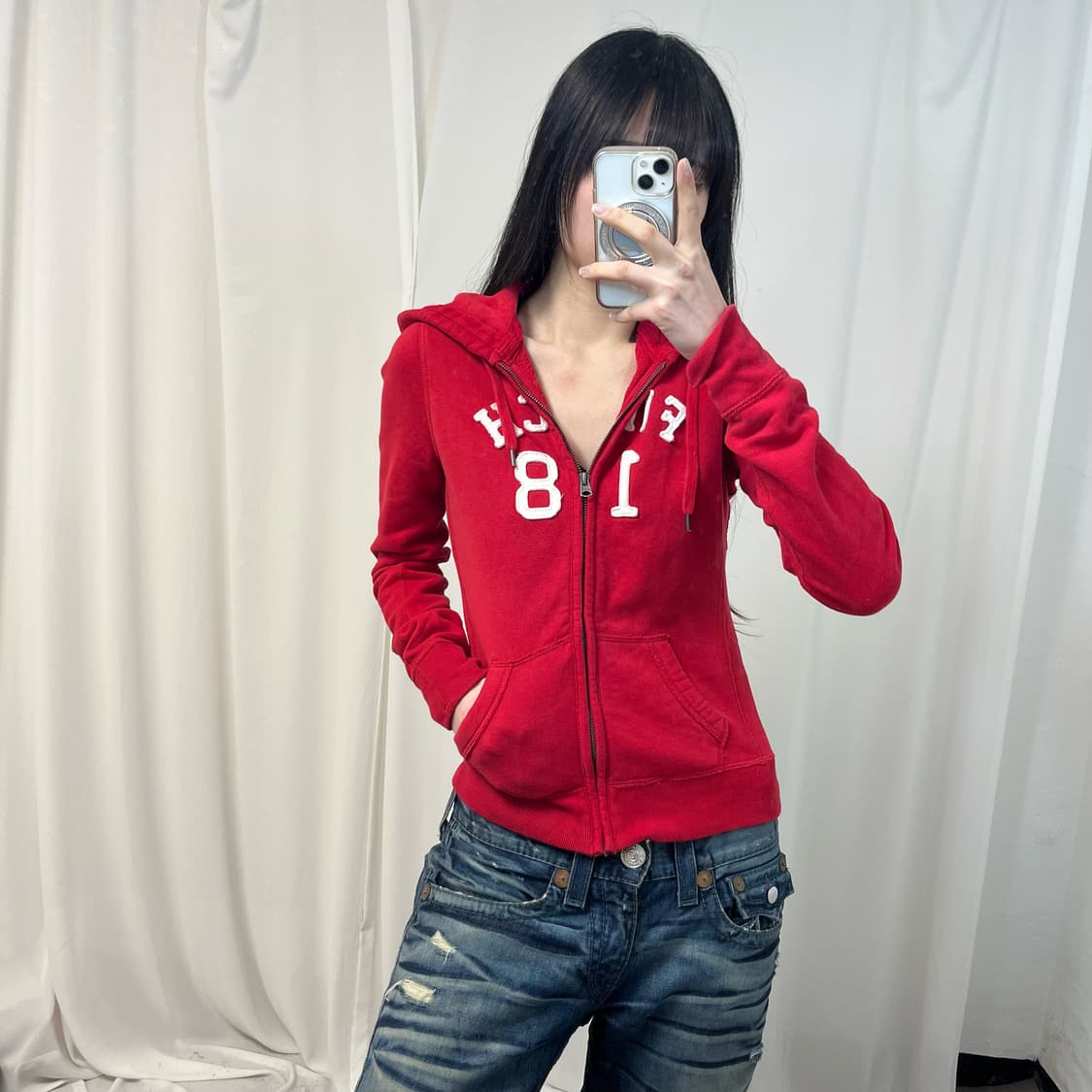 Abercrombie red zip-up hoodie 상품이미지3