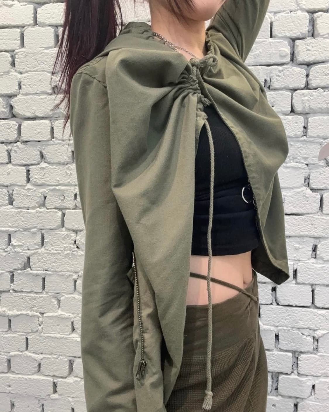 Khaki Draped Utility Y2k Jacket 상품이미지4