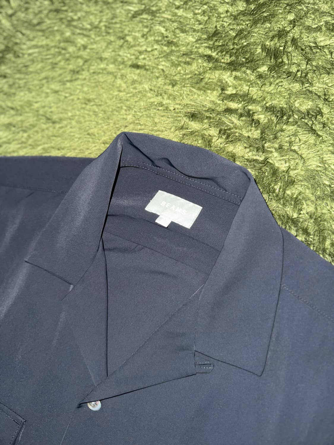 [S] BEAMS JAPAN 빔즈 오픈카라 폴리 셔츠 블랙 상품이미지3