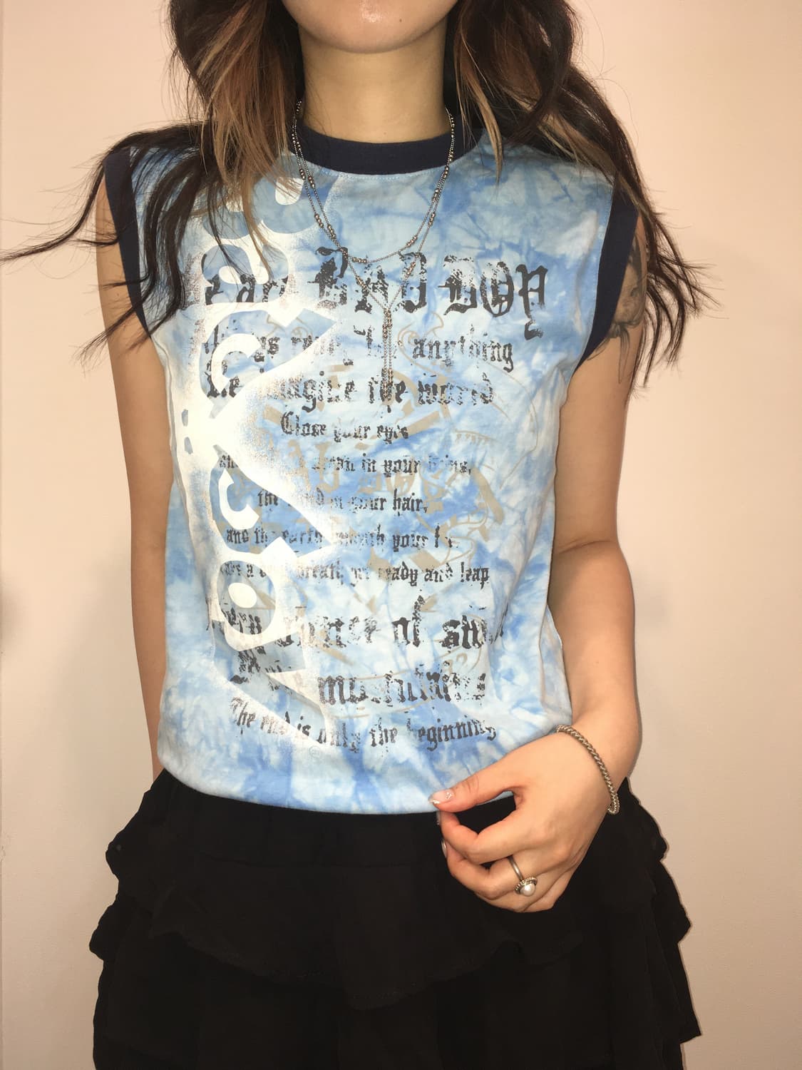 빈티지 y2k 프린팅 슬리브리스 상품이미지1