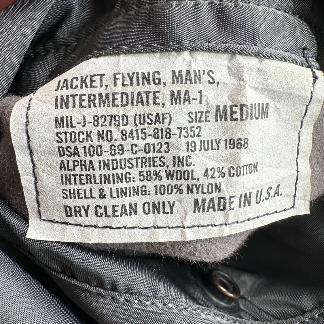 60s 오리지널 USAF 미공군 MA-1 D타입 항공점퍼 M 상품이미지8