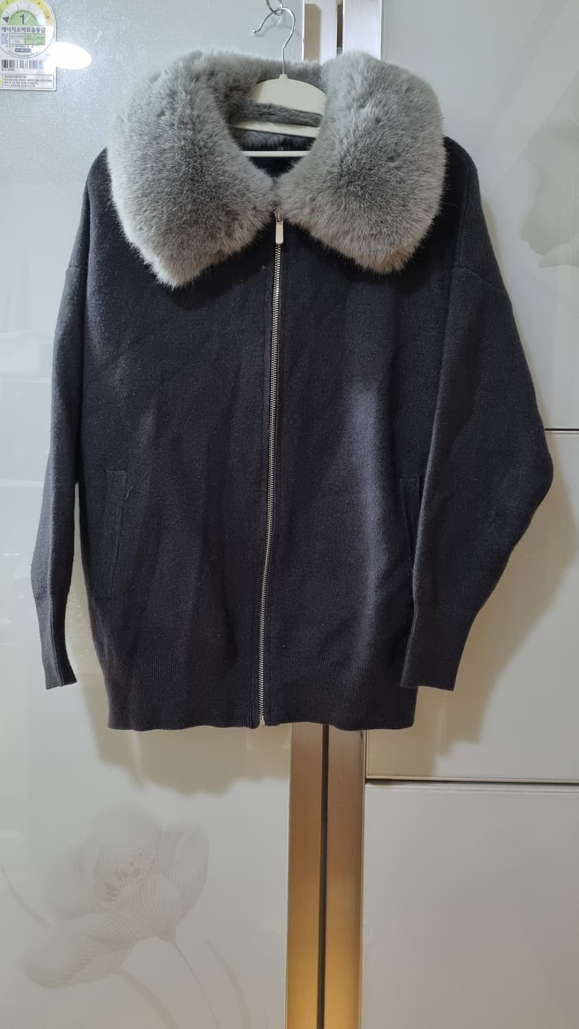 그레이 퍼 카라 집업 상품이미지1