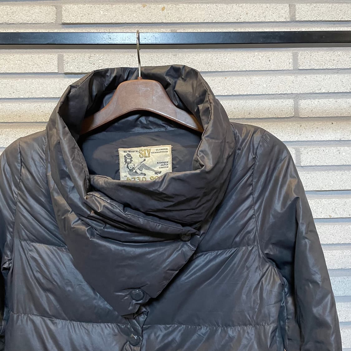 JPN VINTAGE 다운 패딩 스냅버튼 니트 워머 디테일 블랙 상품이미지6