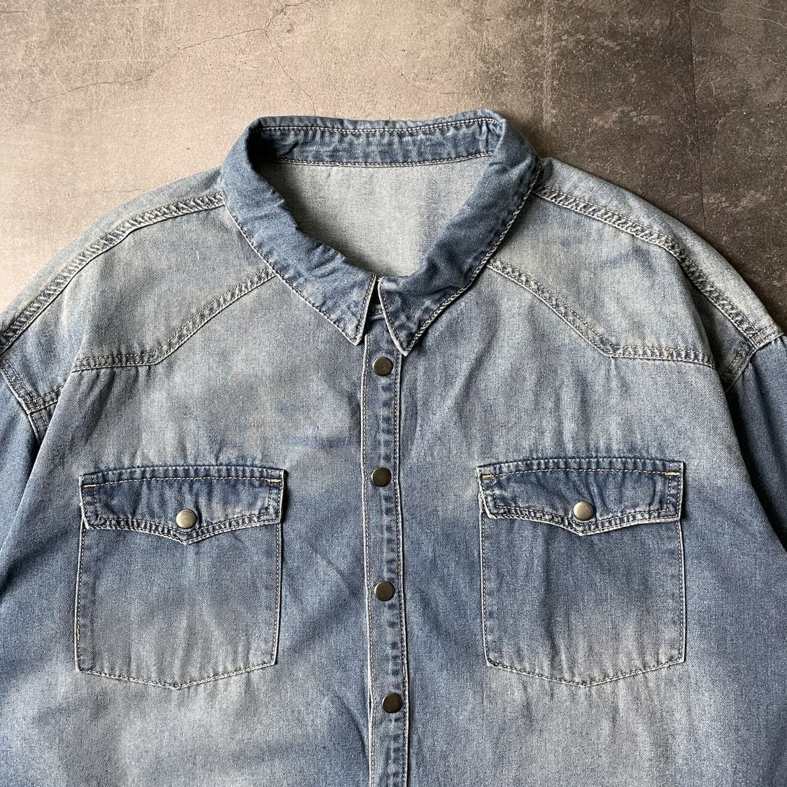 SHEIN 빈티지 웨스턴 코튼 데님 셔츠 상품이미지2