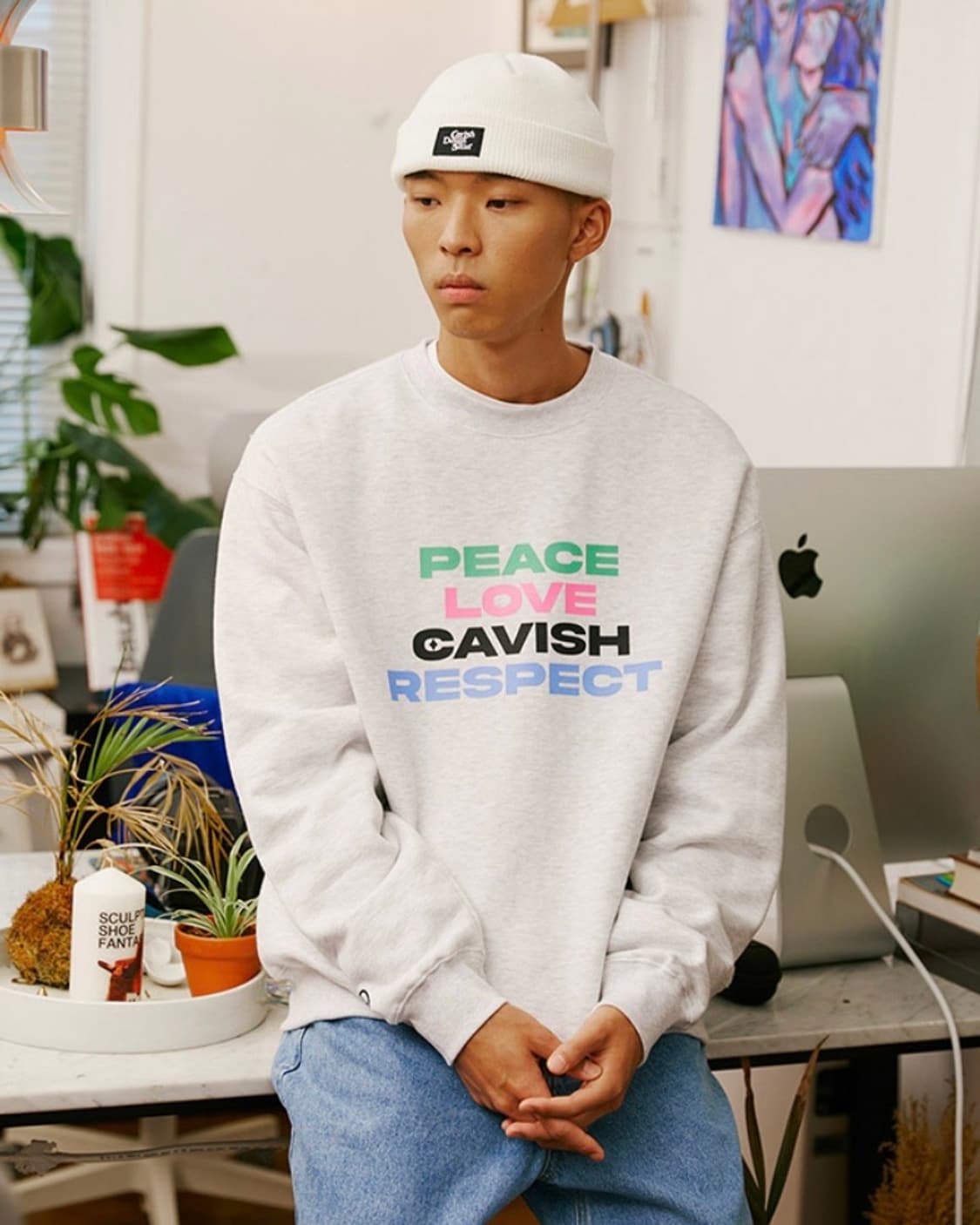 카비시 맨투맨 라이트 그레이 L 상품이미지1