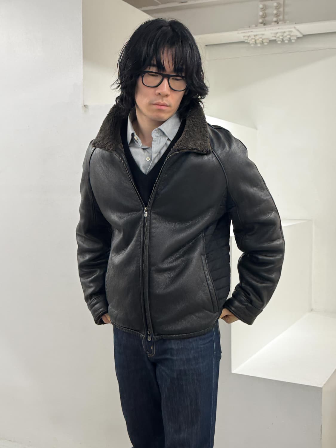 90s 아르마니 무통 시어링 자켓 상품이미지9