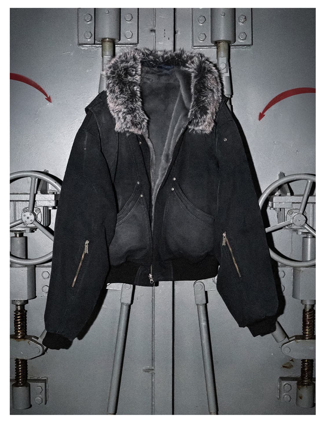 Fur Collar Dual-Sided Reversible Bomber 상품이미지4