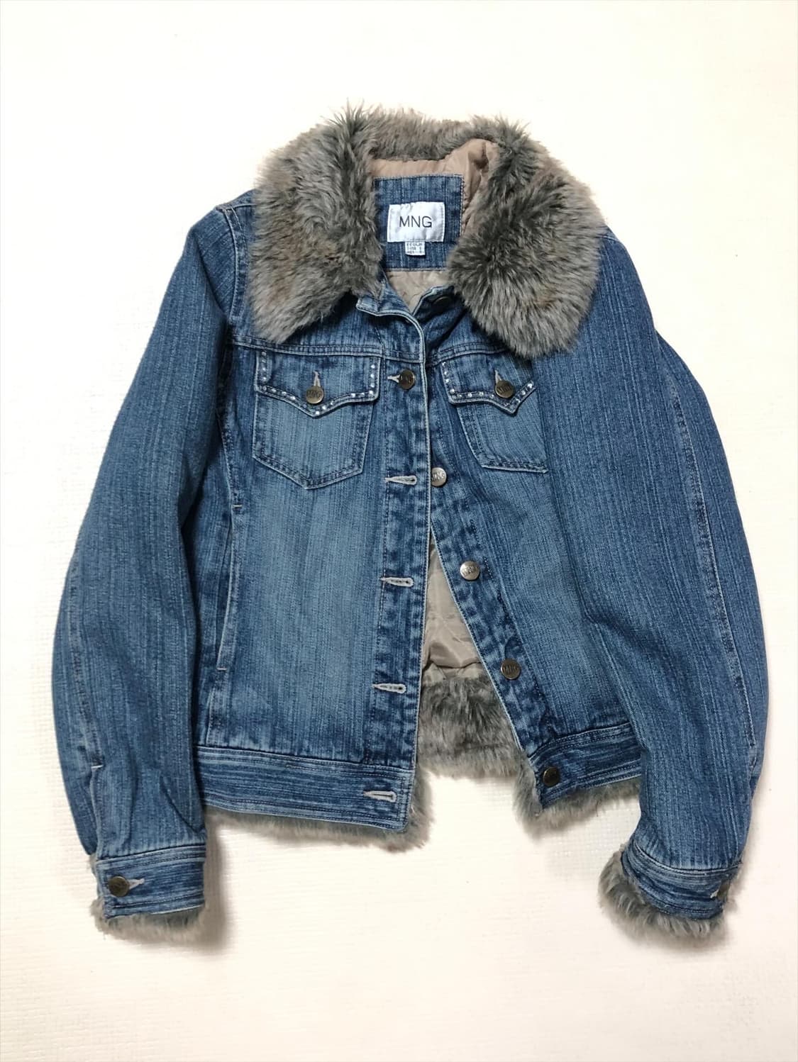 빈티지 데님 큐빅 퍼 자켓 상품이미지10