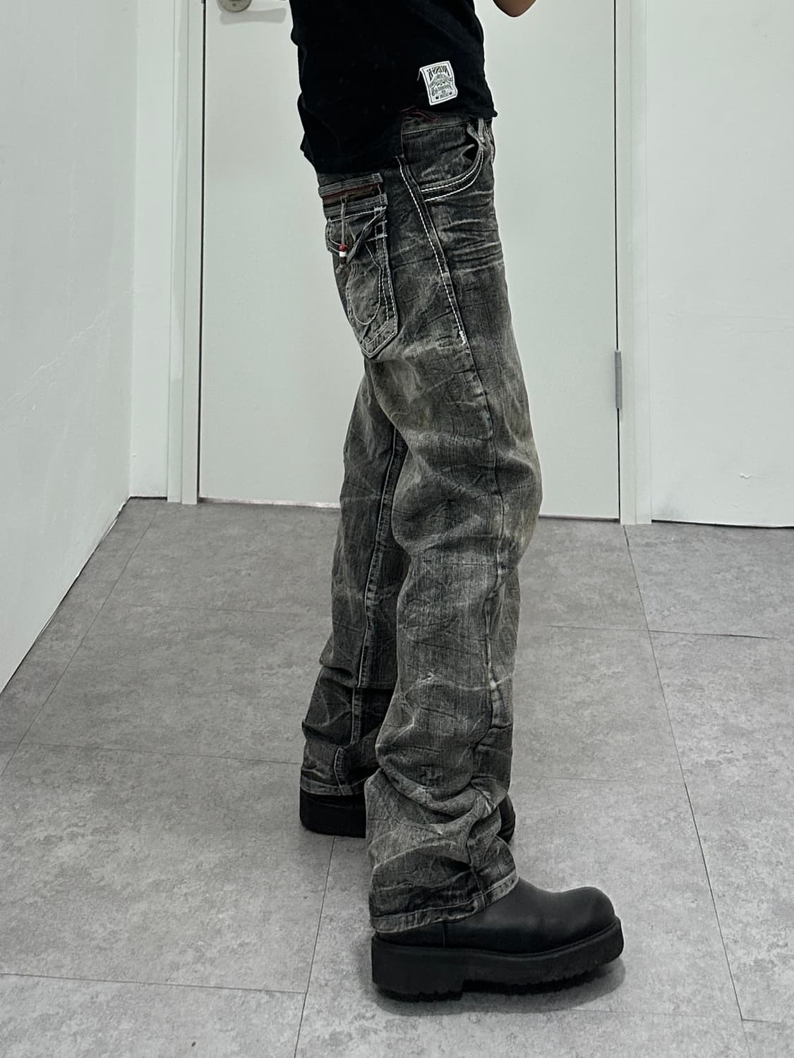 Vintage skull point gray washing jeans 상품이미지4