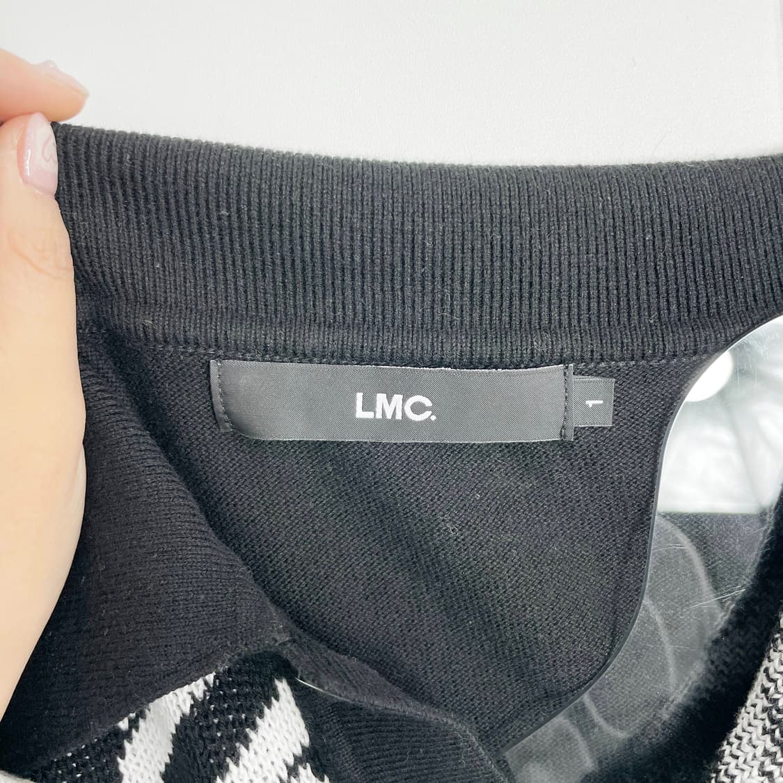 E2 LMC 위빙 패턴 니트 폴로 셔츠 블랙 M사이즈 상품이미지5