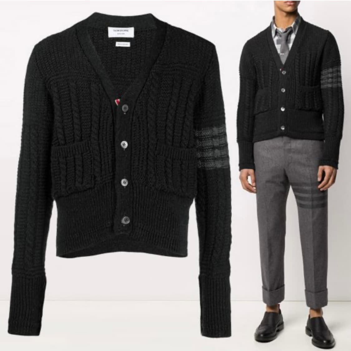 [S+급/4] 톰브라운 사선완장 아란 케이블 가디건 다크그레이 상품이미지7