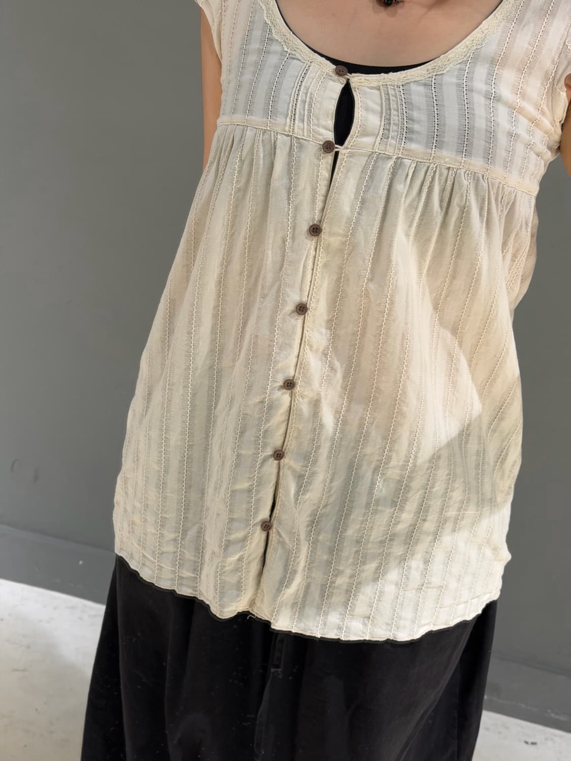 button-up stripe detail blouse 상품이미지4