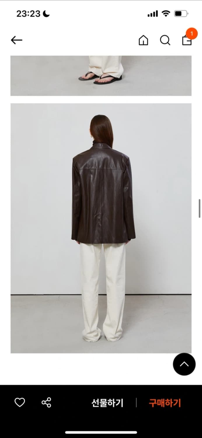 노티아 오버핏 싱글 레더 자켓 브라운 상품이미지3