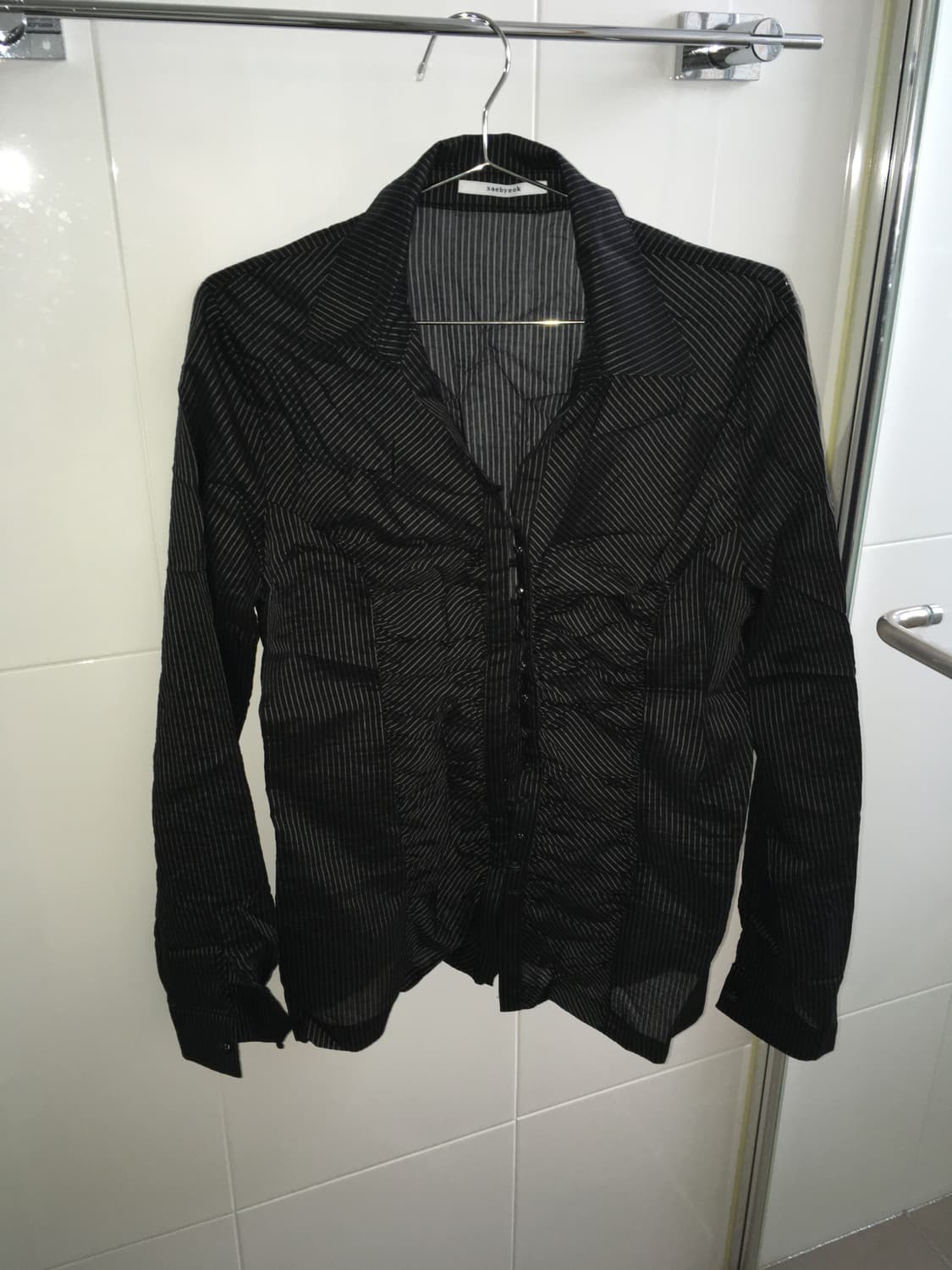 셔링 스트라이프 셔츠 상품이미지1