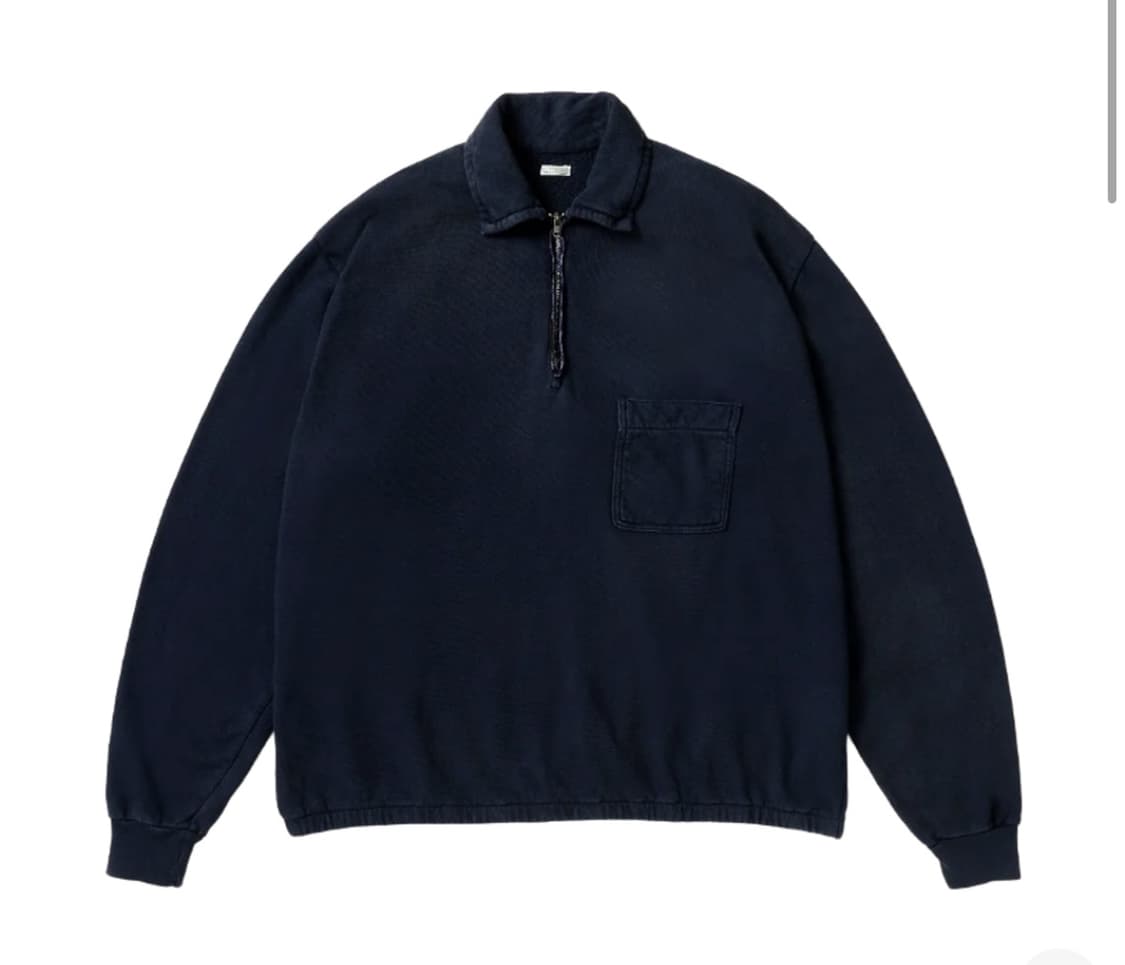 [3] 아프레쎄 빈티지 라이트 웨이트 하프 집 스웨트셔츠 네이비 - 26 상품이미지1