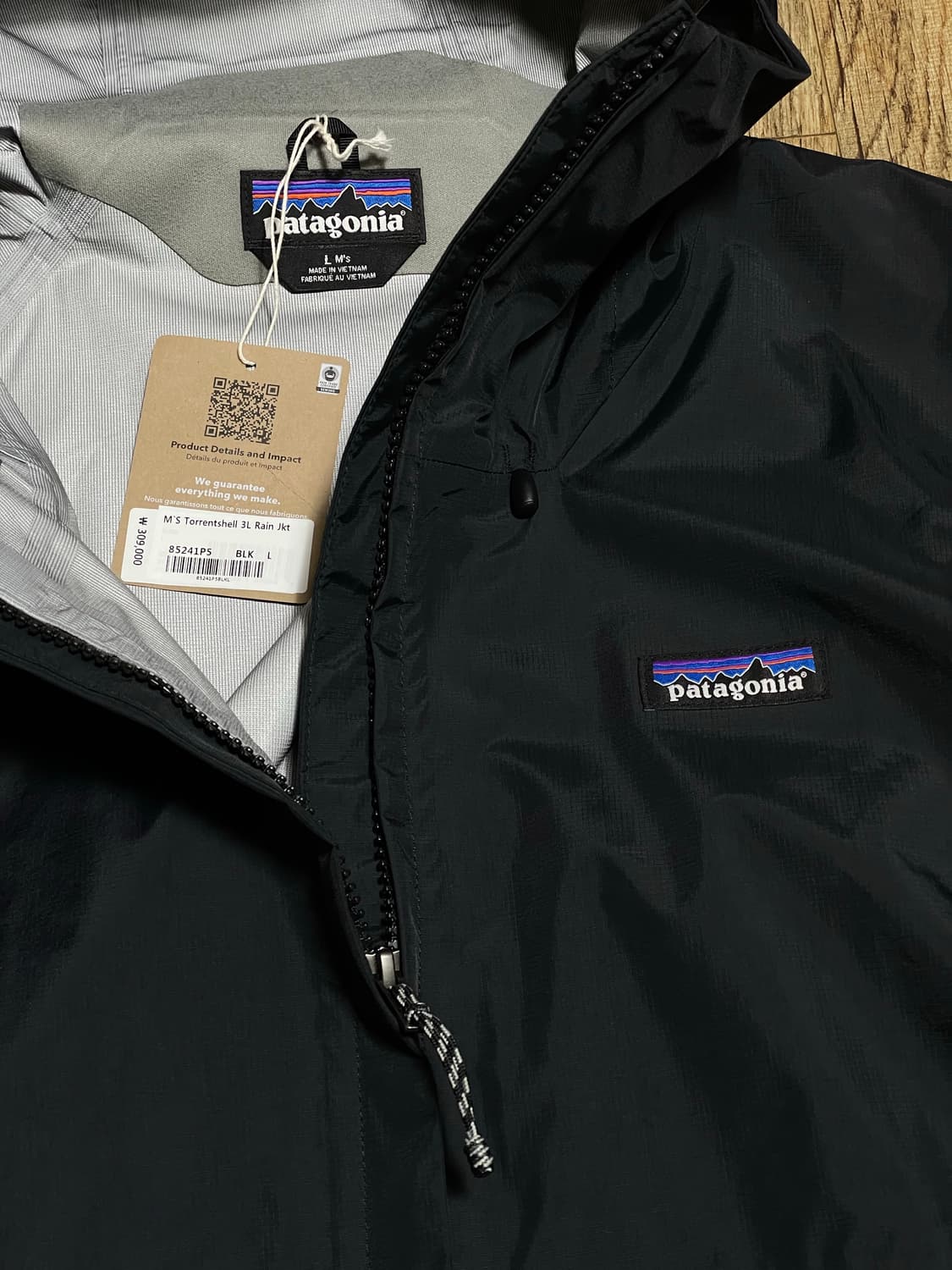 [L] 파타고니아 토렌쉘 3L 블랙 라지 토렌트쉘 방수 바람막이 상품이미지3