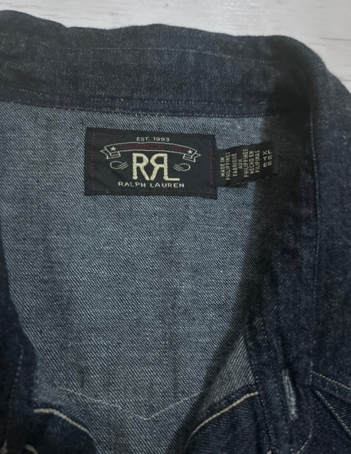 RRL 웨스턴 데님 셔츠 블랙 린스드 XL 상품이미지2
