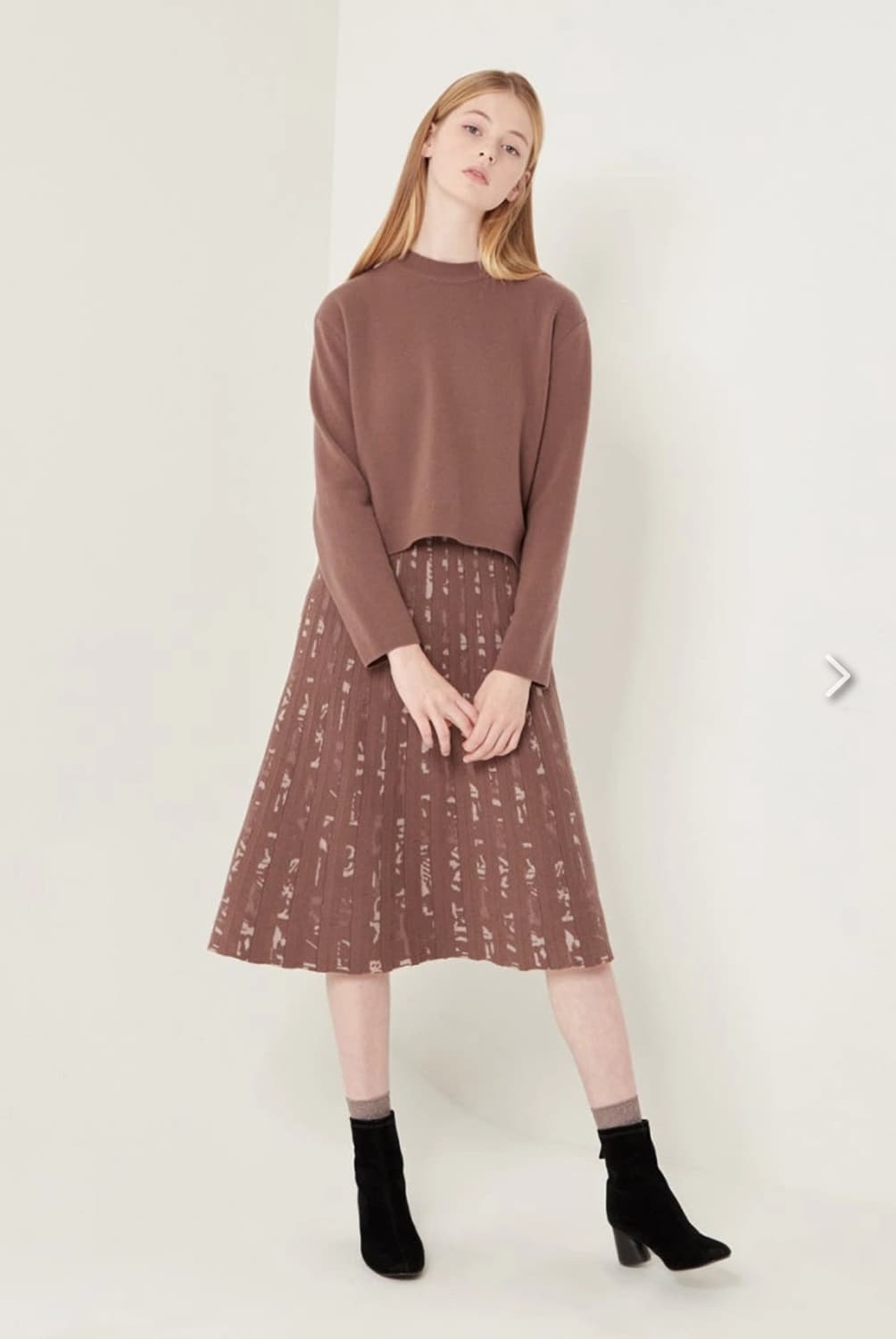 한섬 SJSJ 2021 레이어드 니트 플리츠 원피스 세트 F사이즈 상품이미지1